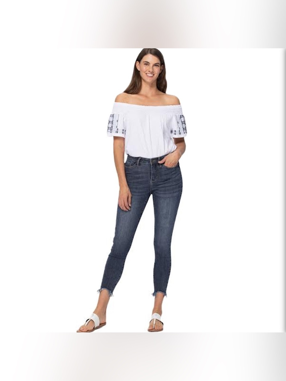 Judy Blue Shark Bite Hem Skinny Fit Jeans